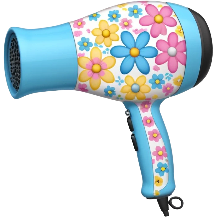 Cute Hair dryer, different flower designs and pattern emoji