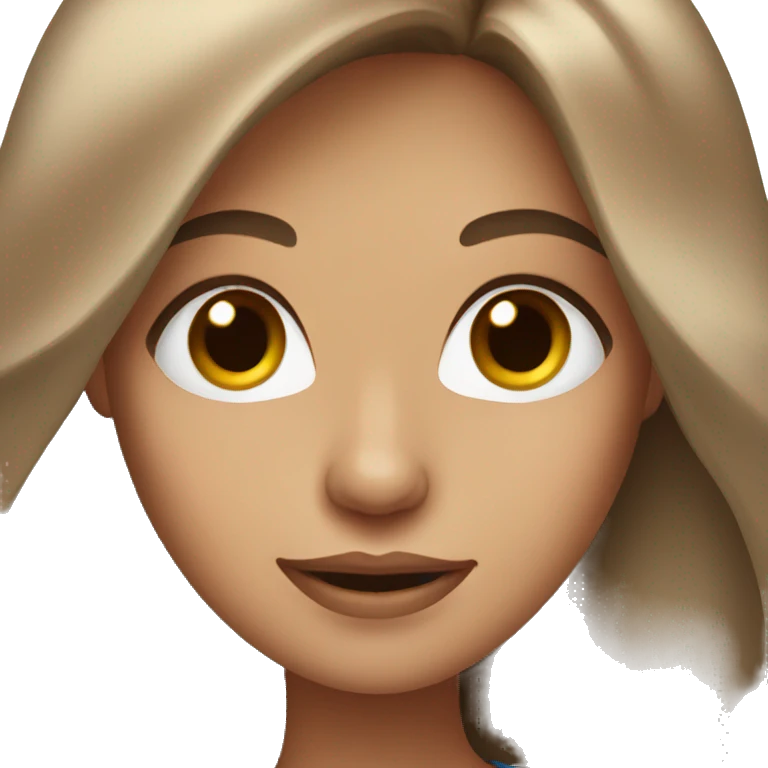 woman with long brown hair and blue eyes emoji