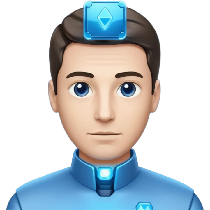a man with a small AI chip next to him emoji