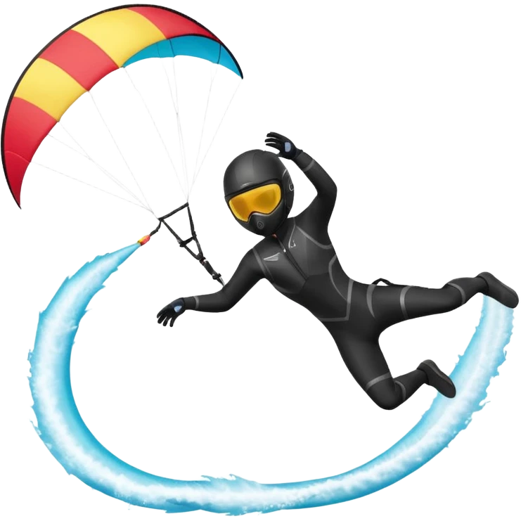 Kitermanc traje neopreno negro y casco negro, haciendo un down loop emoji