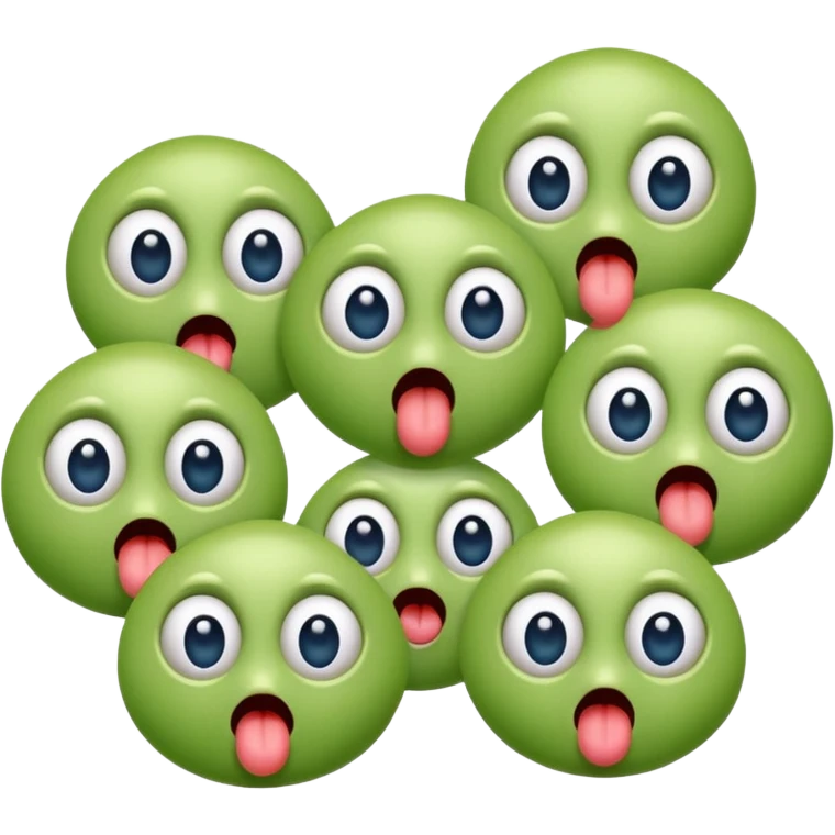 A group of germs all with their tongues out abd big eyes blushing emoji