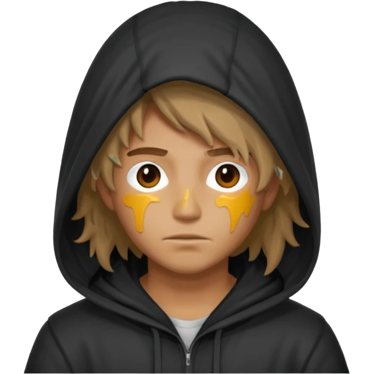 Moreno greñudo con capucha cuba la cara emoji