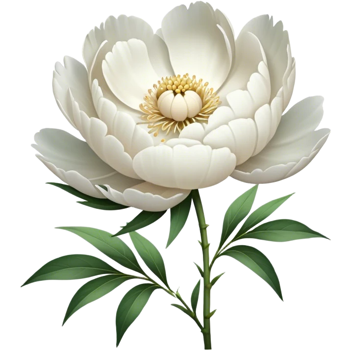 single white Peony, straight stem emoji