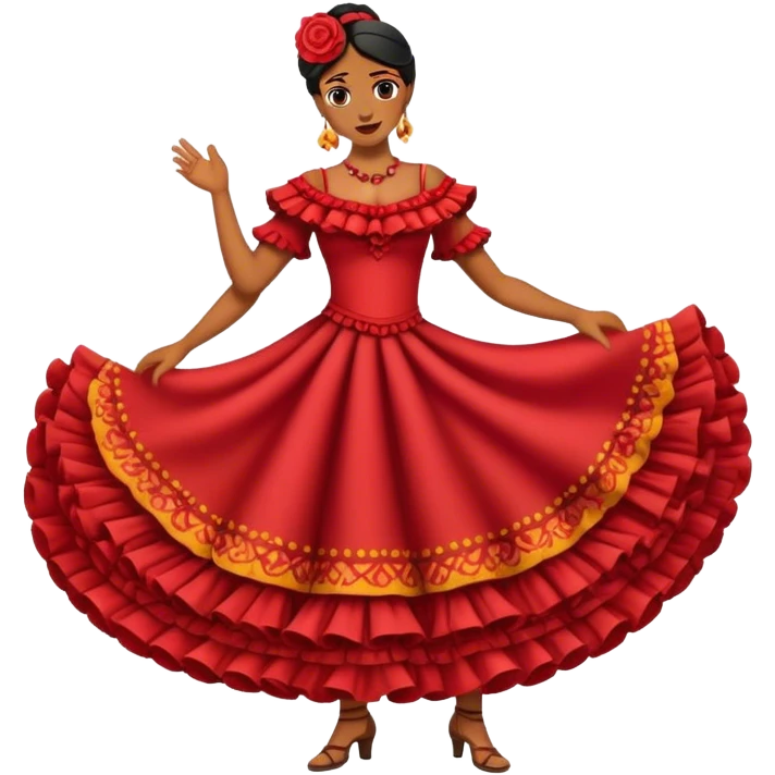 Cinematic Realistic Flamenco Pop Culture Emoji, featuring an expressive portrayal of traditional Spanish dance rendered with dynamic textures and passionate, vibrant lighting. emoji