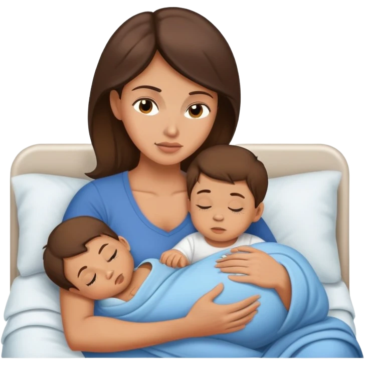 Light brunette fit mom forcing baby boy to go to sleep emoji