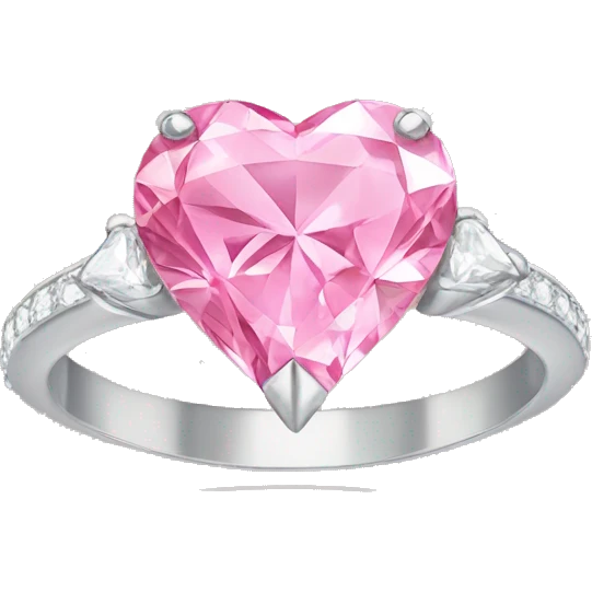 Sliver ring with a pink heart diamond emoji