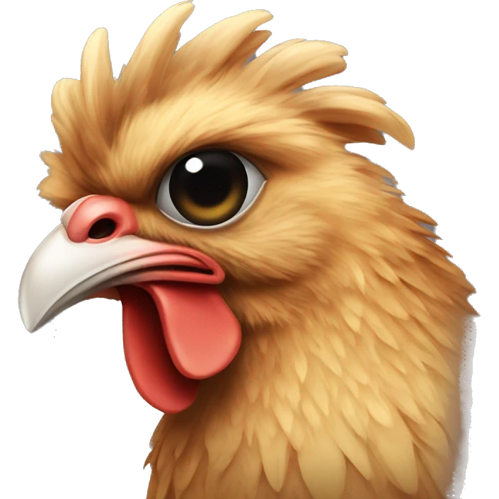 One brown fluffy ninja chicken with black eyes emoji