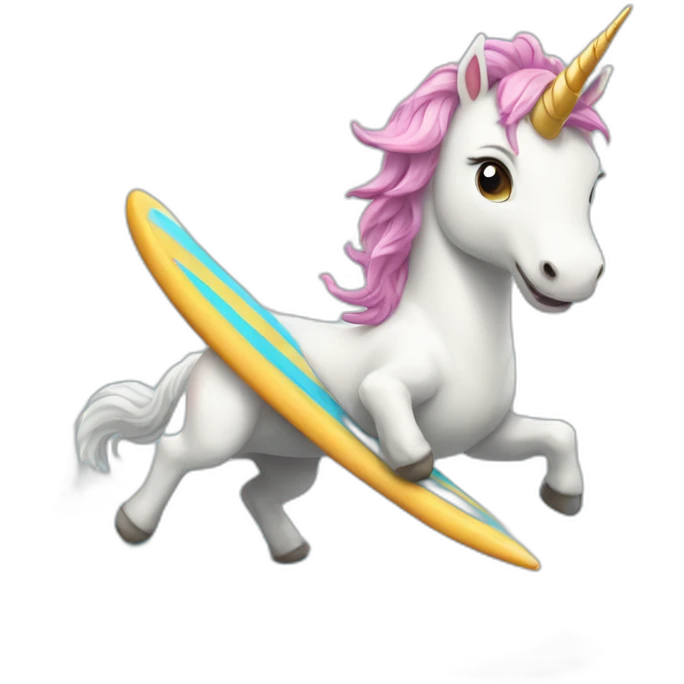 cute Unicorn surfing emoji