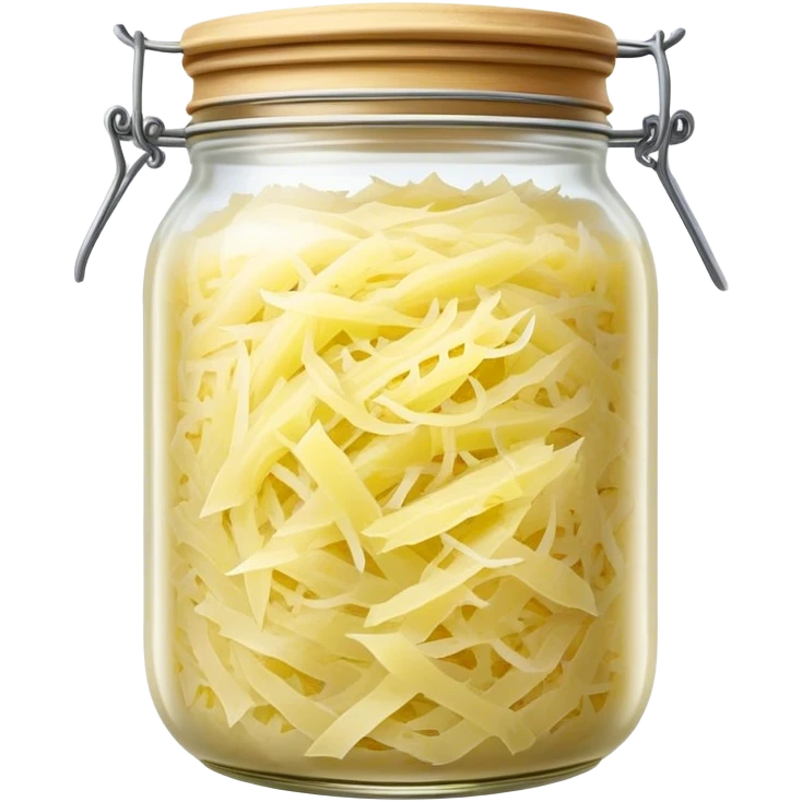 Sauerkraut Cinematic Realistic Sauerkraut Dish Emoji, depicted as tangy fermented cabbage neatly served in a traditional jar, rendered with vibrant textures and crisp, natural lighting. emoji