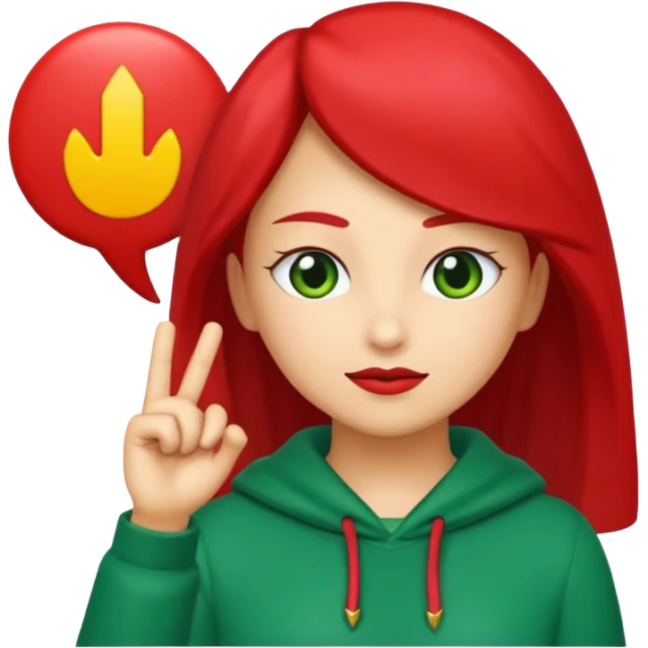 Tag vermelha com uma flecha pra cima verde do lado emoji