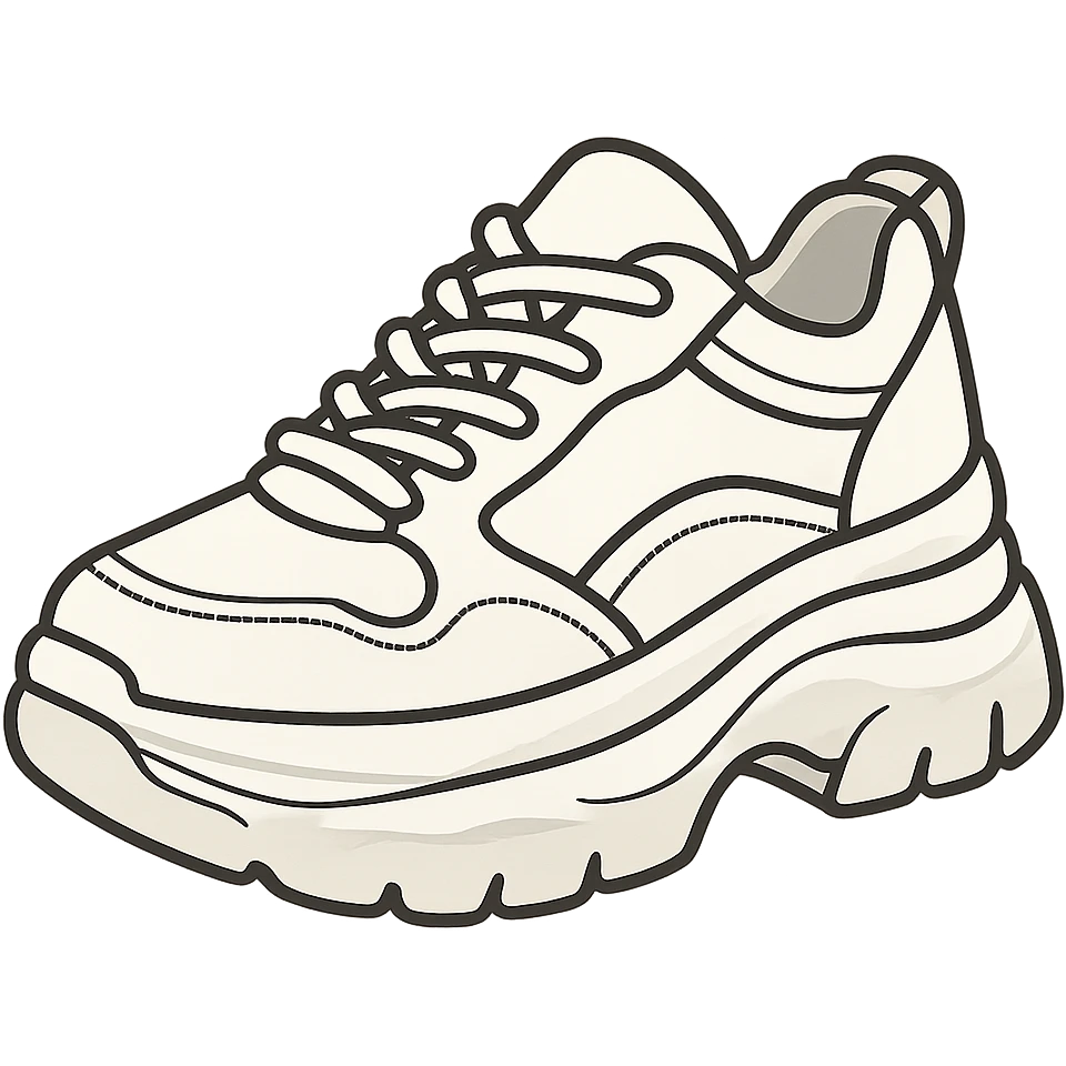 flat toon white chunky women's sneakers emoji