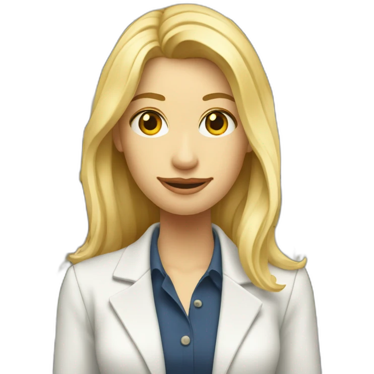 Blond architect, with mid long blond hair, posing next to a eooden house emoji
