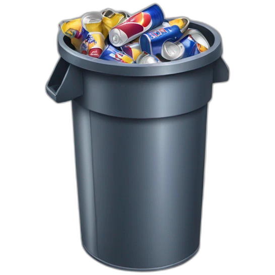 a garbage can full of redbull cans emoji
