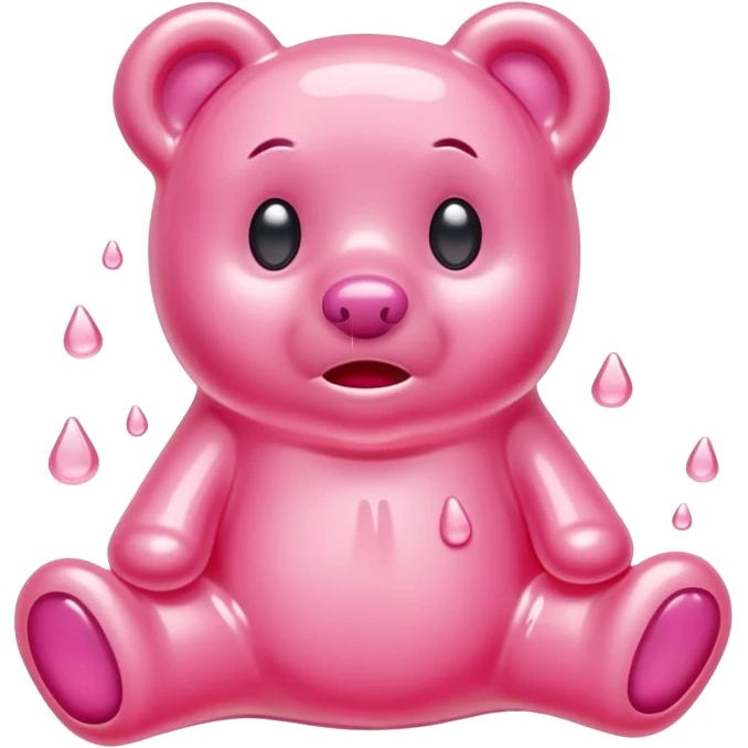 Crying pale pink Gummy bear melting into ground emoji