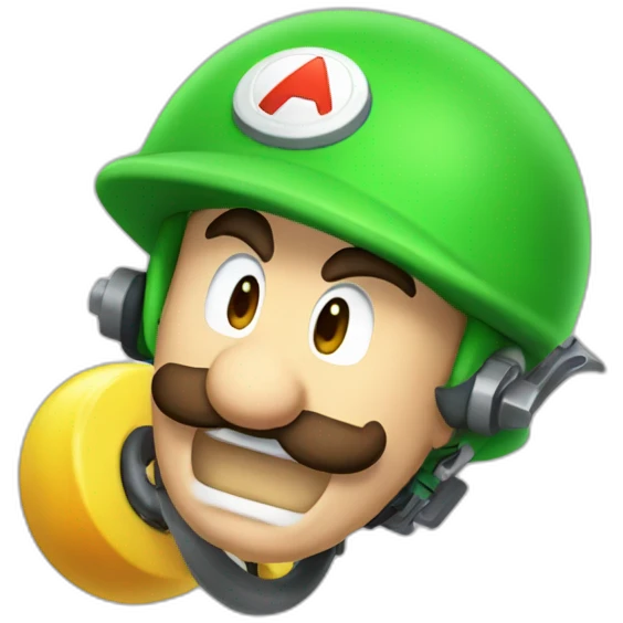 luigi with a device designed to propel a projectile using pressure or explosive force emoji