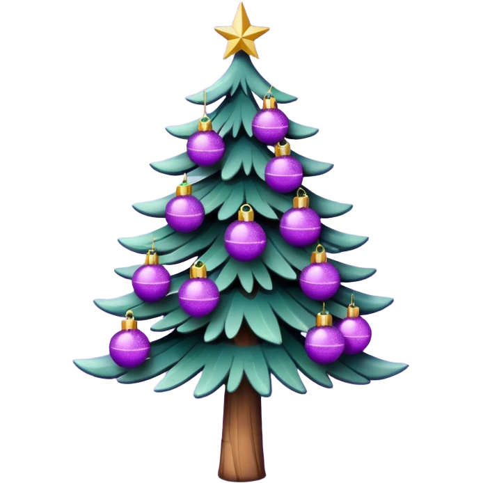 pine with purplke christmas decorations emoji