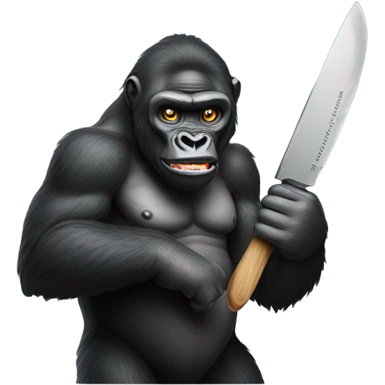 crazy gorilla with big knife emoji