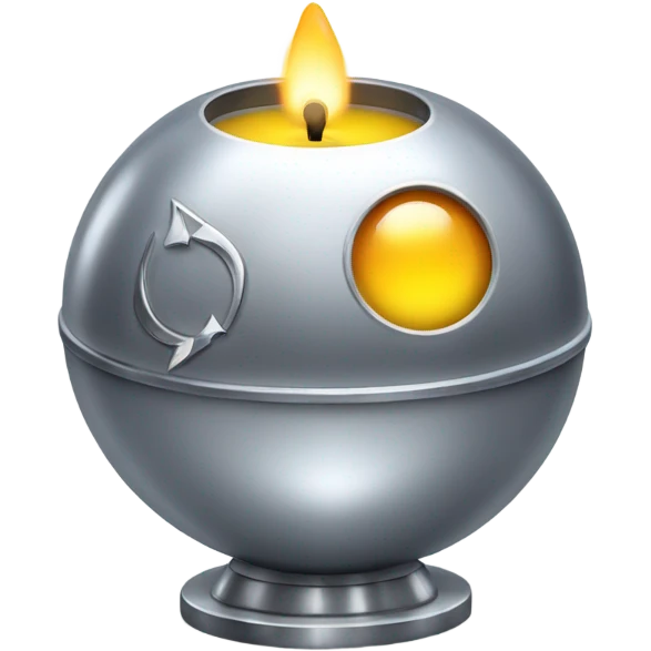 Silver pinball with a lit candle on top emoji