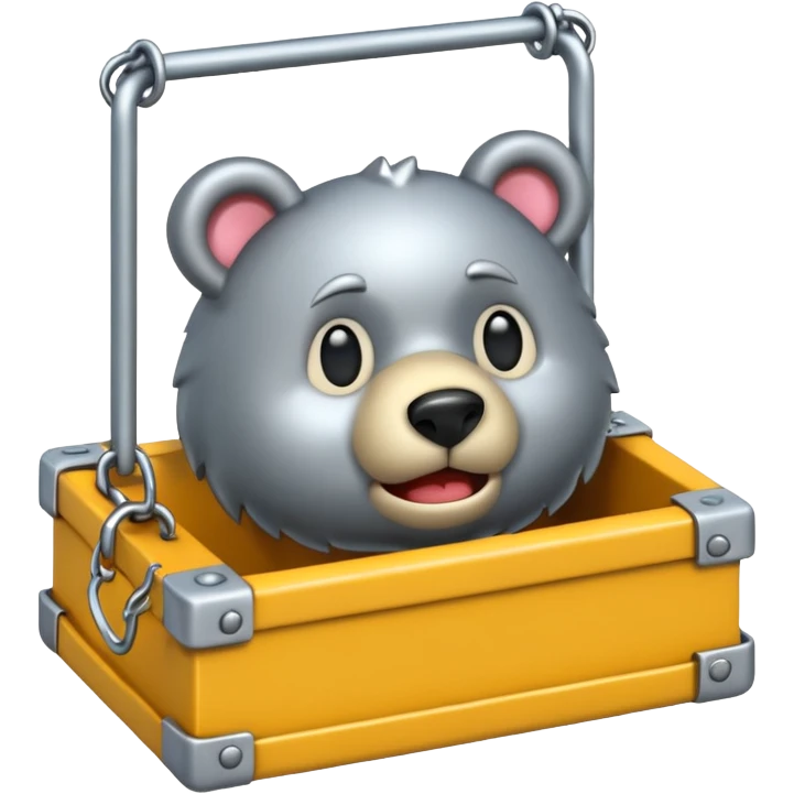 silver colored bear-trap emoji styled, emoji style emoji