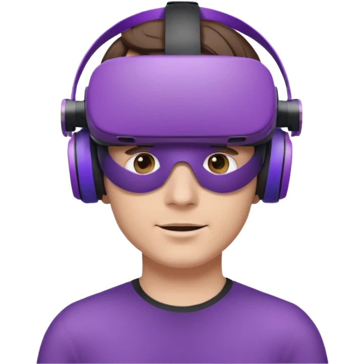 white male with short hair and a purple VR headset emoji