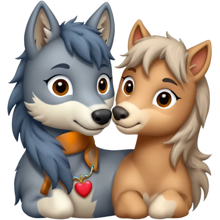 a wolf and a pony in love emoji