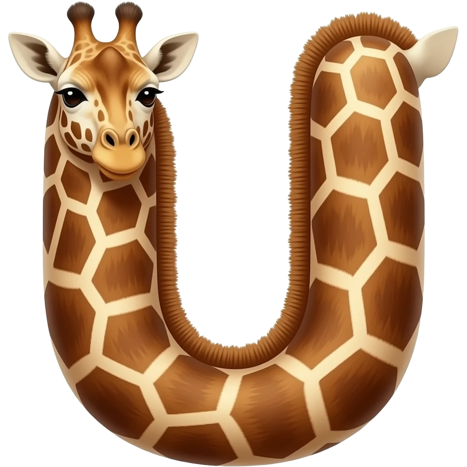 👉 "letters H and U made of giraffe body texture, realistic giraffe pattern, 3D glossy, cute cartoon style, smooth rounded shapes, isolated on white background, high detail" emoji