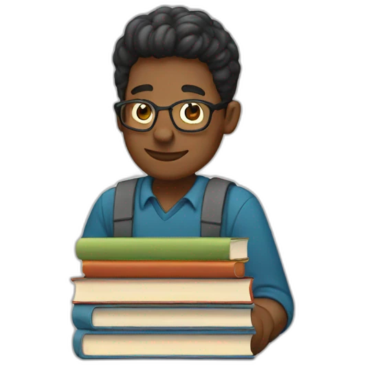 writer with a stack of books emoji