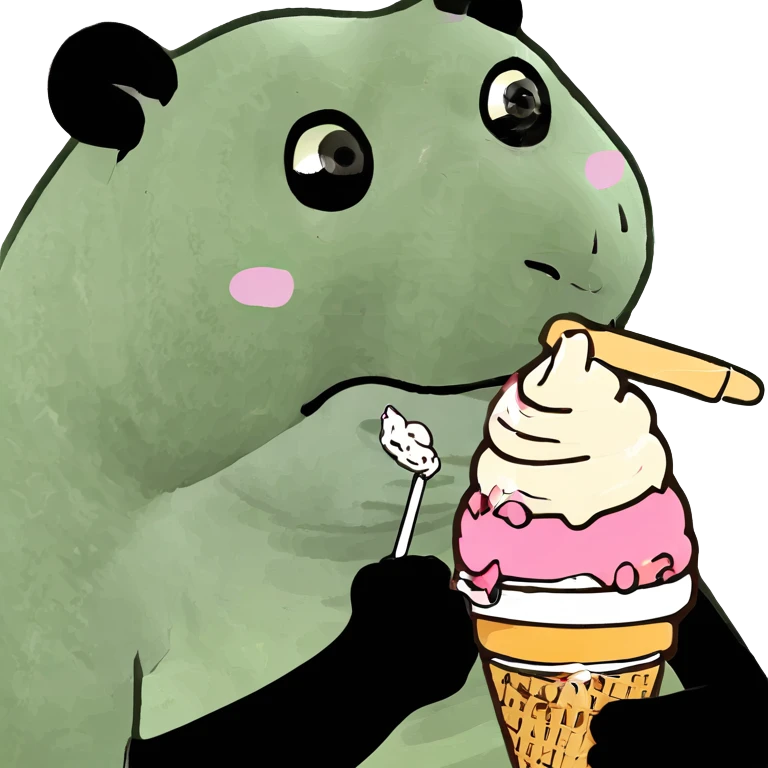 Panda eating ice cream emoji