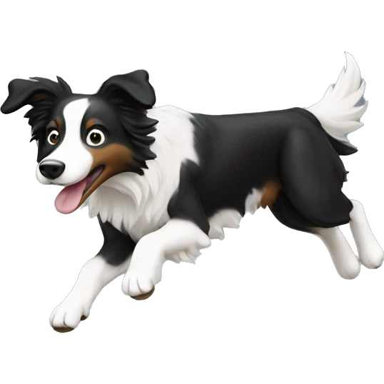 Anvil with border collie jumping over emoji