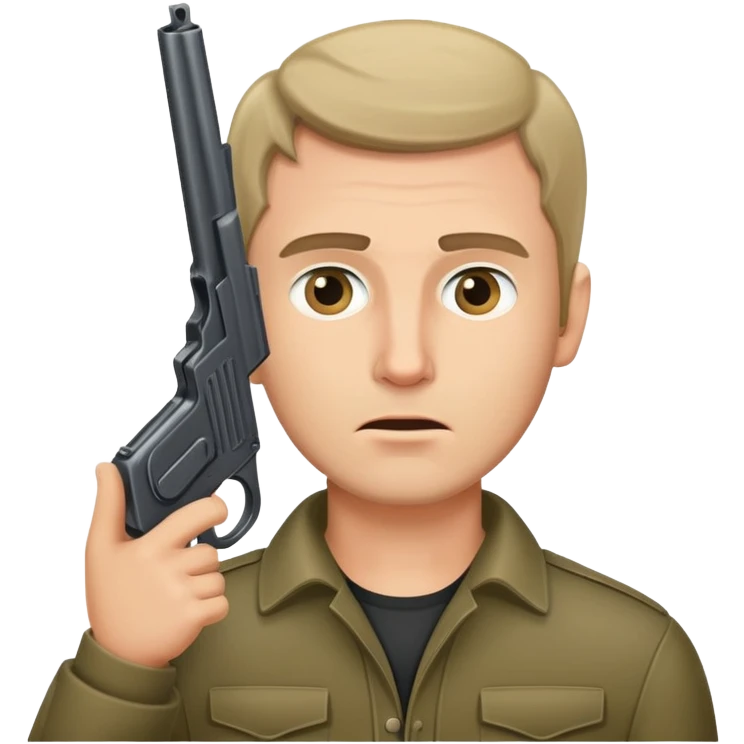 Man putting gun up to side of face holding his neck emoji