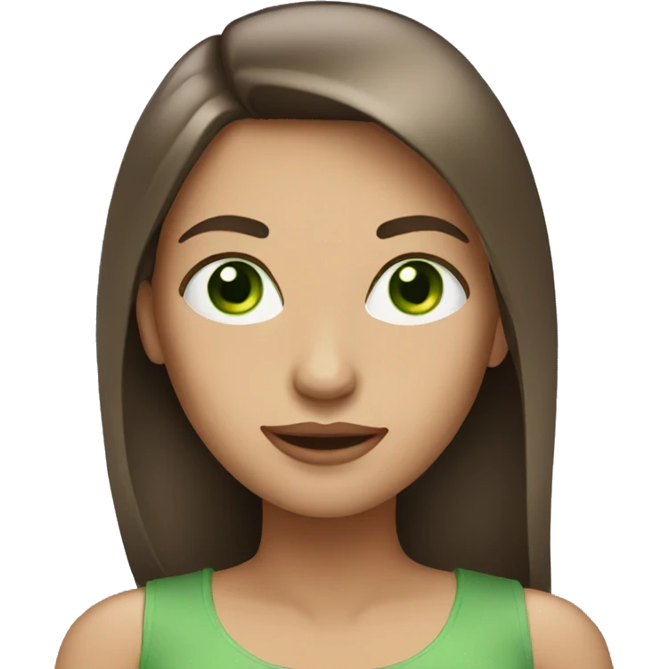 Woman with straight Long Brown hair and Green eyes  emoji