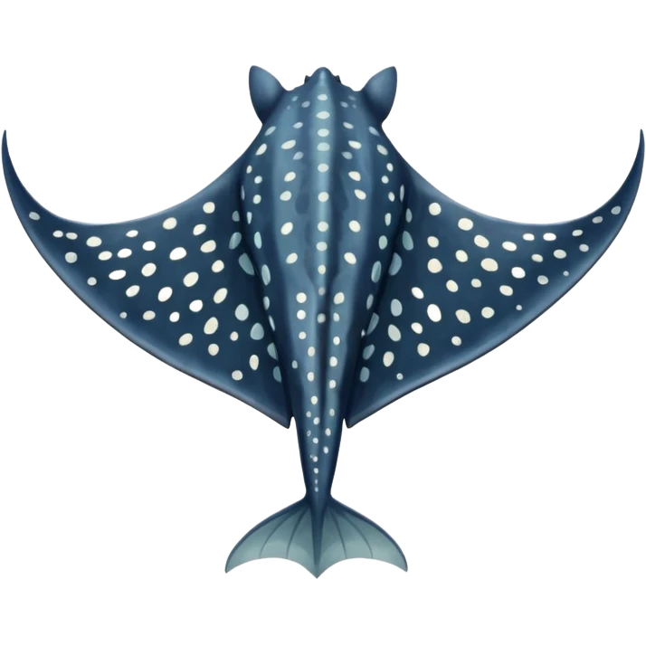Spotted eagle sting ray with wide wingspan and long tail viewed from above emoji