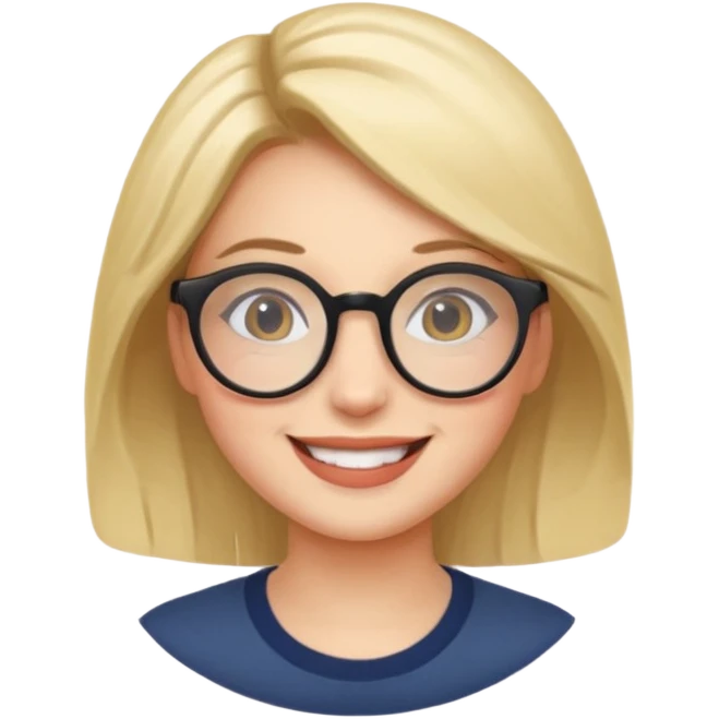 une personne joli de face avec des detail et des accessoires /lunettes dans un rond  emoji