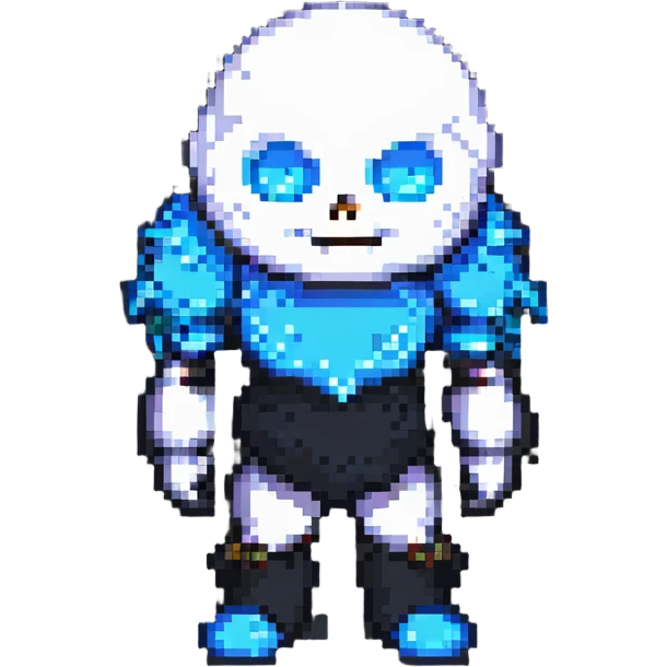 Sans in the style of pixel art emoji
