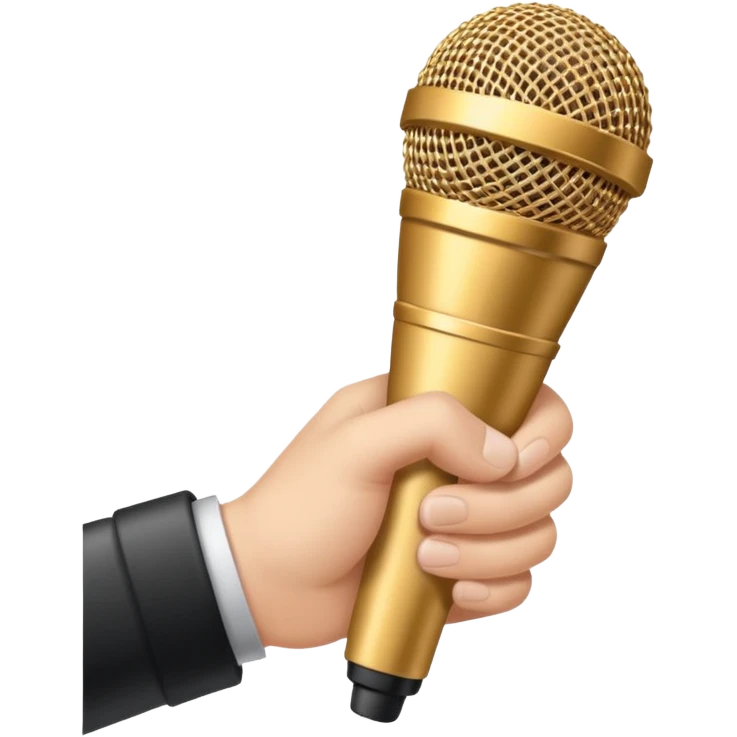 Uma mão segurando um microfone emoji