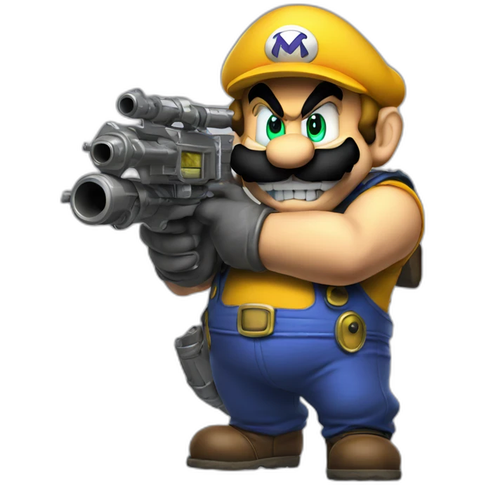 Wario holding a minigun emoji