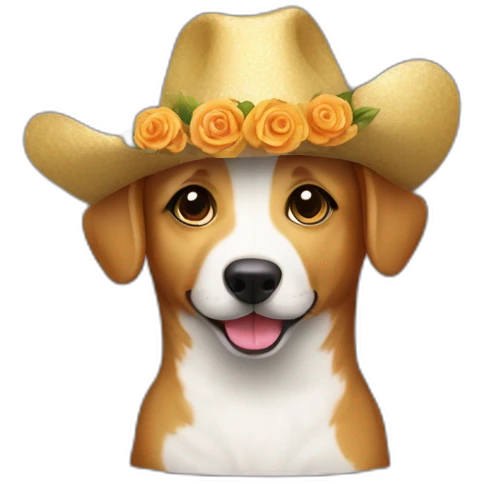 husskie dog with celebrate hat and flowers emoji