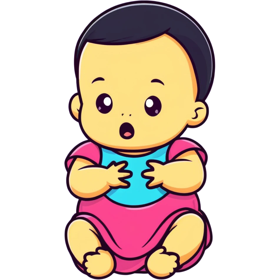 crying baby in colorful dress emoji