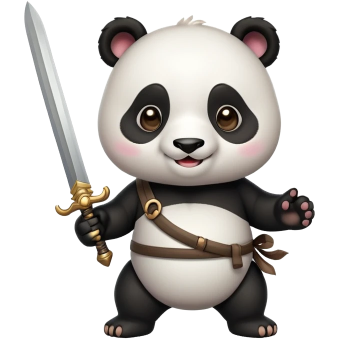 Create a cute panad with a sword in all emotes emoji