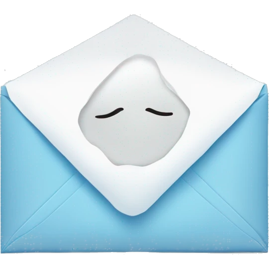 White envelope with light blue kiss on the envelope  emoji