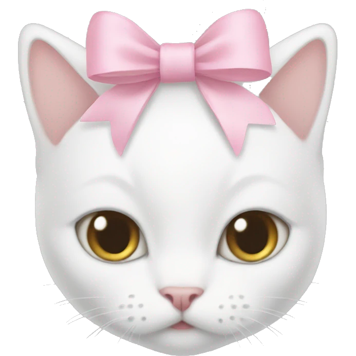 White cat with baby pink bow on head emoji