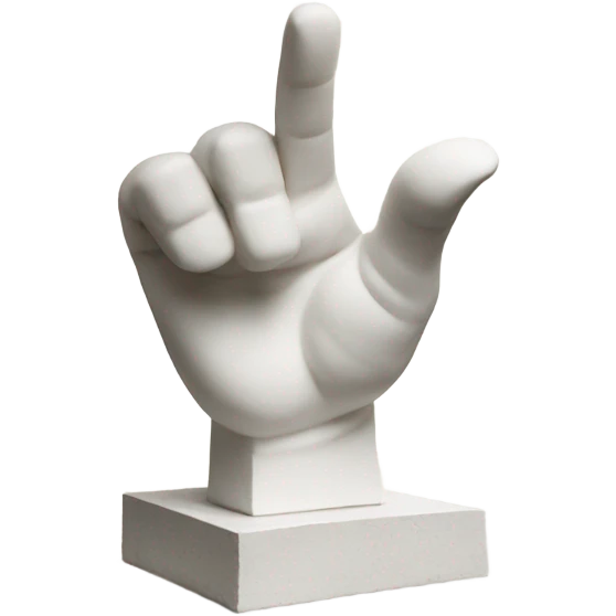 Ancient White sculpture pointing finger emoji