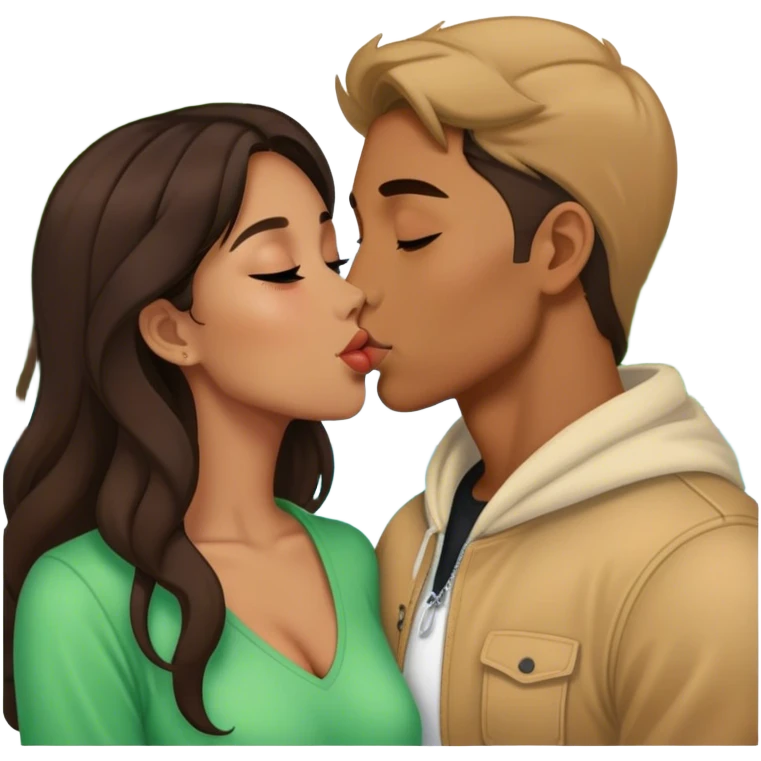 outdoor kiss with jade and trinity emoji