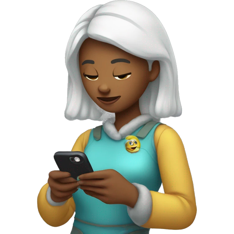 Ice spice looking at an iPhone in her hands  emoji