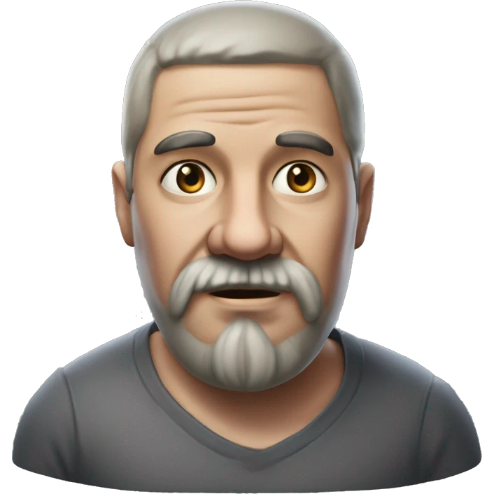 Photorealism A plump man of Slavic appearance with litle eyes with a goatee beard and mustache, with a short haircut, big detailed face, wrinkled face emoji