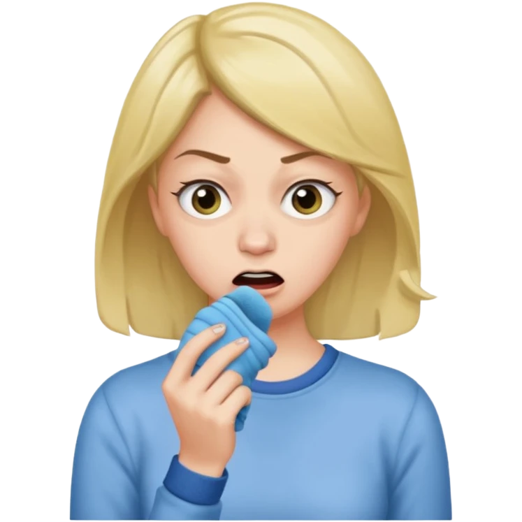 woman with stinky socks in her hands sniffing emoji