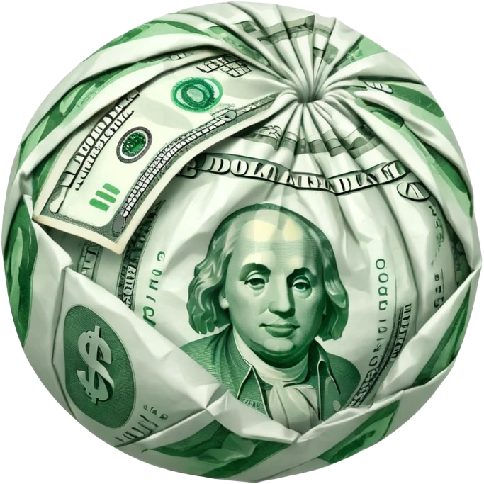 Snow ball with dollar bills  emoji