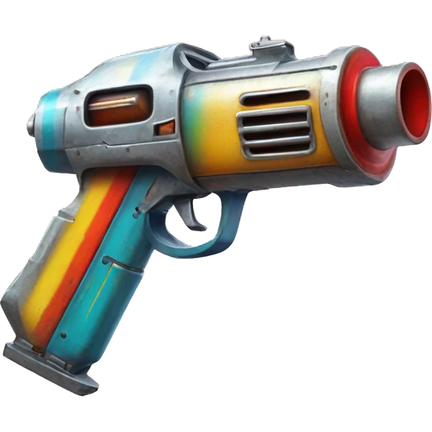 colorful retro laser gun shaped like a rocket from fallout emoji