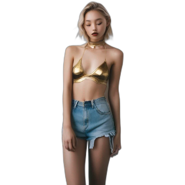 Eva Elfie, david bellemere, Bare belly, Wings, Choker, Bathed in shadows, FOV 90 degrees, short lighting, L USM, Cold Colors, gilded technique, extremely hyper aesthetic, absurdres emoji