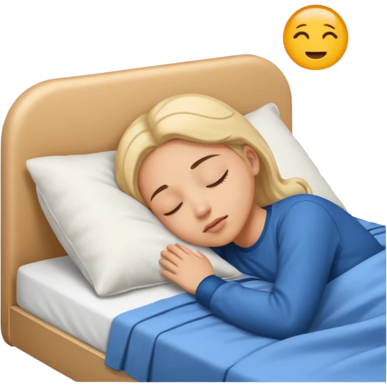 Sleeping on bed facing screen emoji
